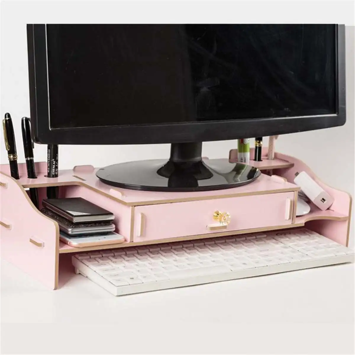 Wooden Monitor Shelf Plinth Strong Laptop Stand LED LCD Computer Riser Desktop Holder Bracket Home 