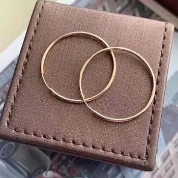 

Pure 18K Rose Gold Earrings Women Big Circle Hoop Earrings