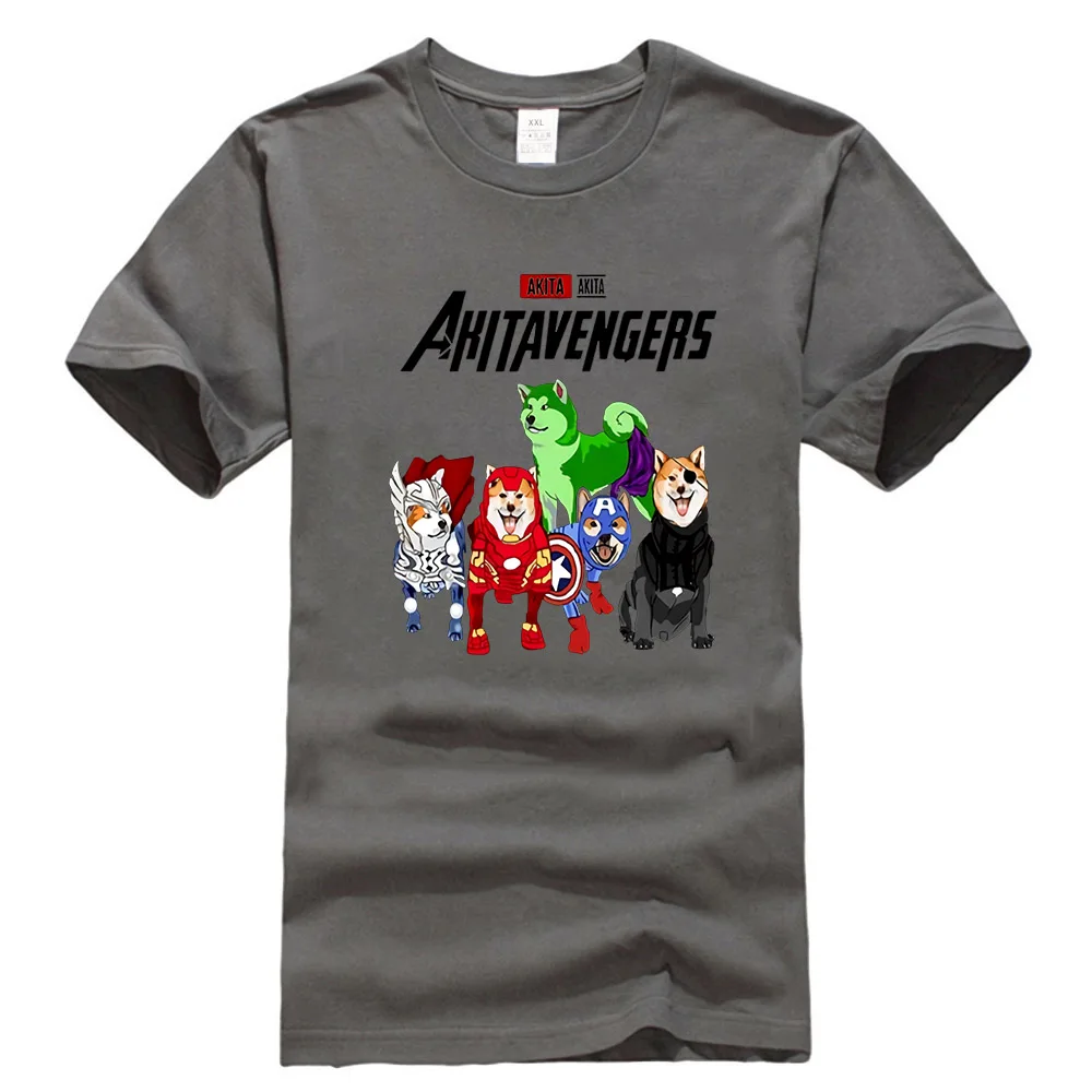 Akita Inu Мстители Akitavengers Endgame футболка черный хлопок для мужчин S-6Xl США сток Новейшая модная футболка - Цвет: Темно-серый