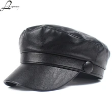 Lanxxy, одноцветная кожаная кепка s, винтажная, ПУ, военная Кепка, женская, модная, Casquette Gorras, плоская кепка, шапки для женщин