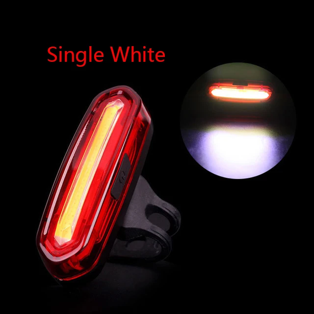 Single White USB Перезаряжаемый светодиодный задний фонарь для велосипеда, водонепроницаемый защитный задний фонарь для горного велосипеда, велосипедная фара, задний фонарь, аксессуары - Цвет: Single White