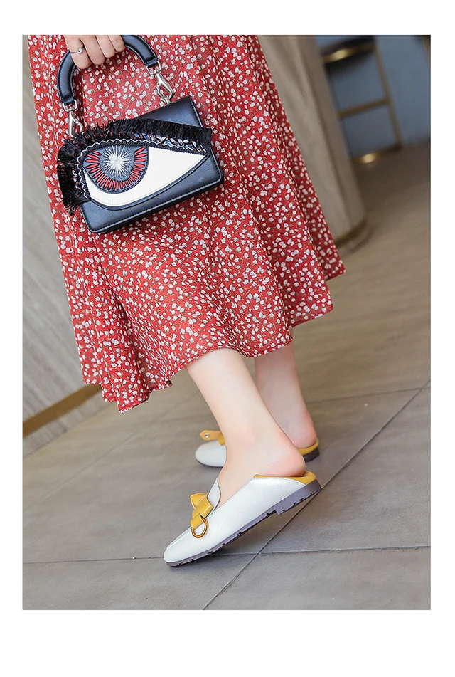 Single shoes female autumn Korean version of the bow soft bottom a pedal lazy peas shoes
