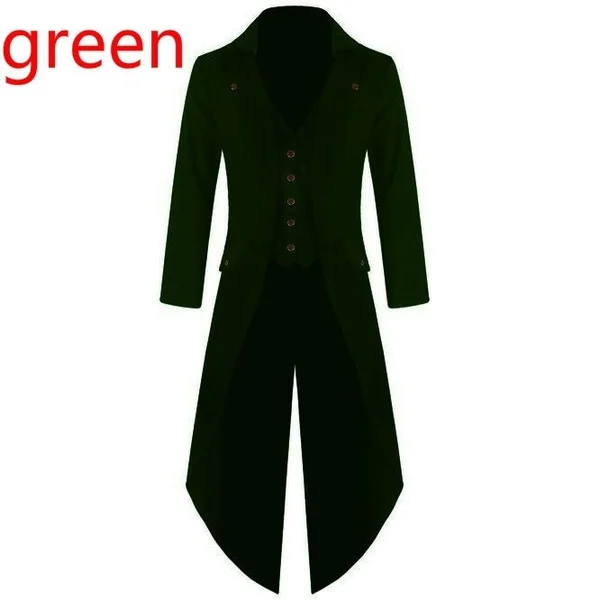 Gentlemen Men's Coat Fashion Steampunk Vintage Tailcoat Jacket Gothic Victorian Frock Coat Men's Uniform Costume Steampunk Jacket