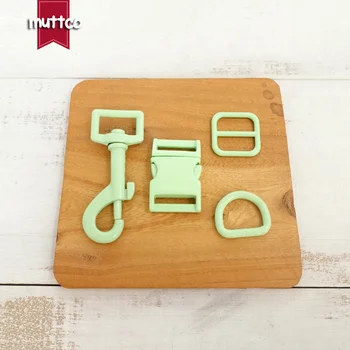 

(metal buckle+adjust buckle+D ring+metal dog clasp/set) Environmental blue accessory for 20mm webbing DIY dog collar set