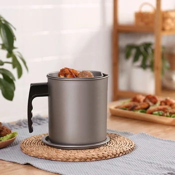 

Pot With Filter Storage Container Stainless Steel Kitchen Tool Tank Oil Bottle 1.7L Separator Large Capacity Leakproof Cooking