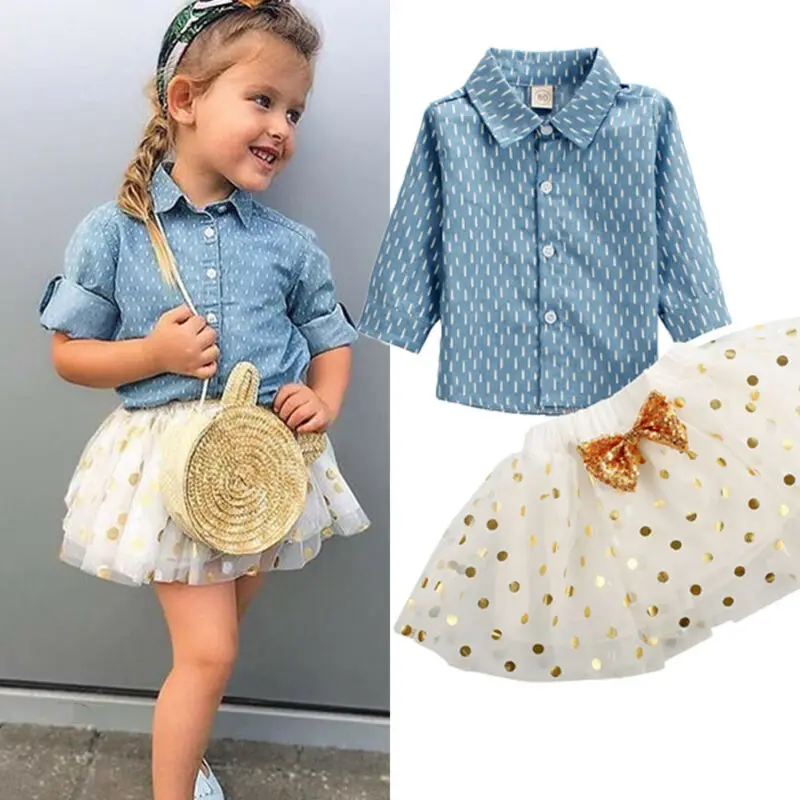 

Cute Newborn Baby Girl Birthday Clothes Set Autumn Spring Long Sleeve Button Tops Shirt Princess Party Tulle Skirt Kids Clothes