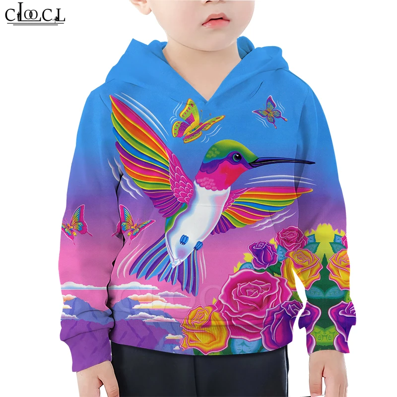  Colorful Cartoon Parrot Hoodie Naughty Kids Baby Boy Hoodies 3D Print Baby Girl Children's Sweatshi