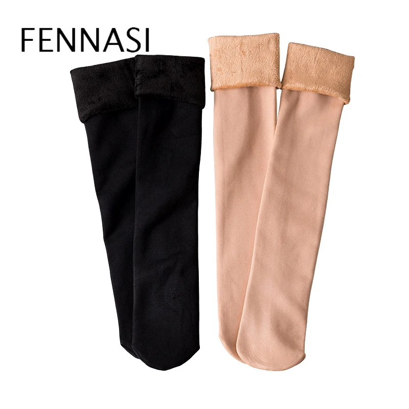 FENNASI, зимние, теплые, телесные, плотные, женские, одноцветные носки, Harajuku, милые, высокие носки, для женщин, маленький подарок на год, длинные зимние носки