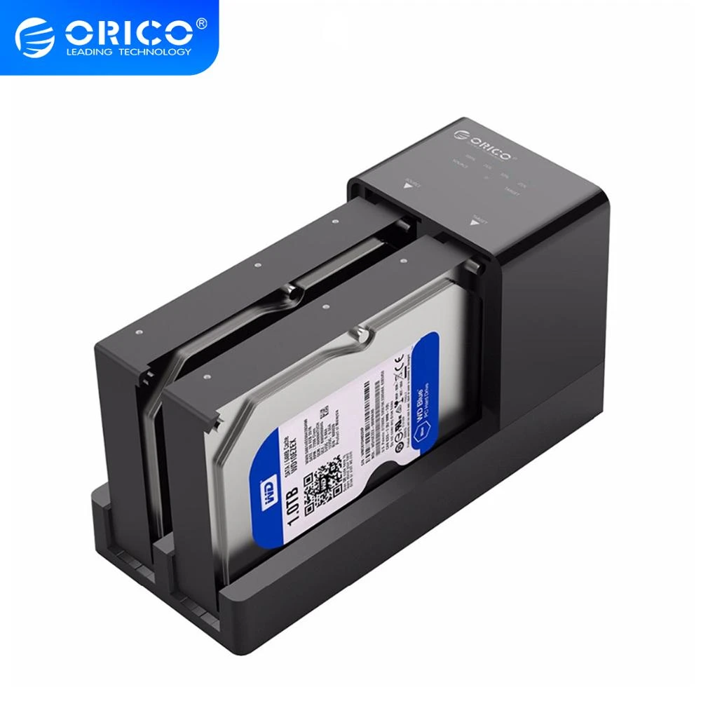 ORICO 2.5/3.5 Inch SATA Hard Drive Enclosure With Clone Function Support 20TB Max Clone Docking Station With 12V Power Adapter hard disk case usb 3.0