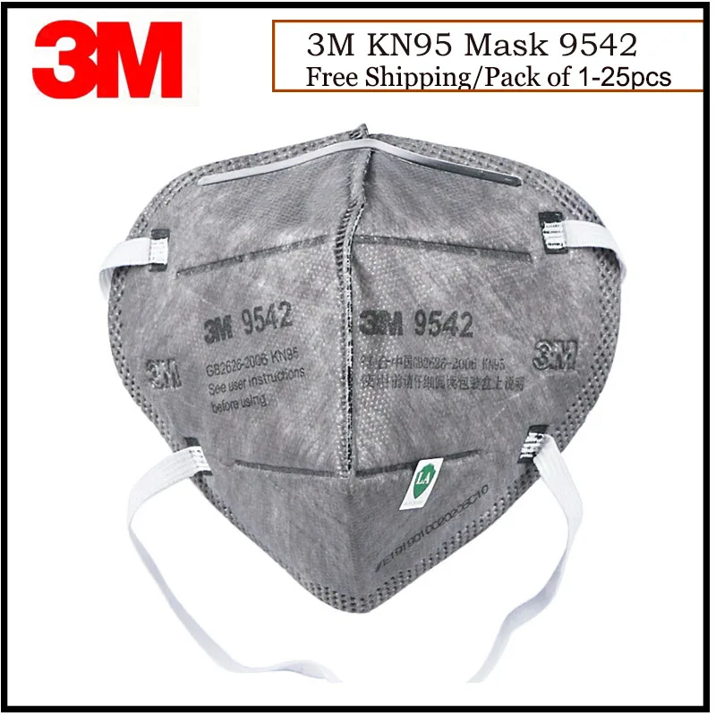 3M 9542 KN95 противопылевая маска с активированным углем Одноразовый Респиратор для
