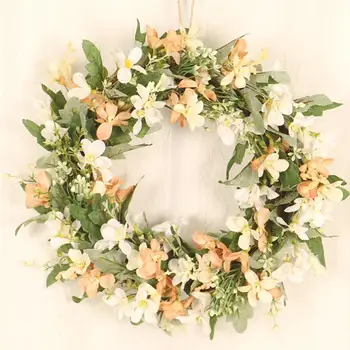 

1Pc Flower Wreath Artificial Garland Household Decor Plum Flower Rattan Festival Silk Wreath Decor For Door Wall (Colorful)