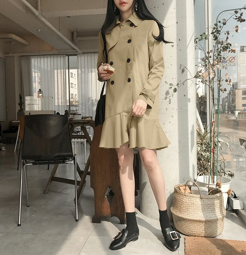 WHITNEY WANG/осень ; модная уличная одежда в Корейском стиле; ветровка; платье русалки для женщин; милое платье-Тренч для девочек