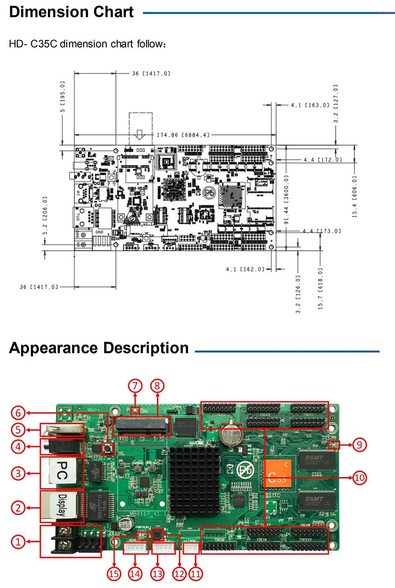 Huidu HD-C35C Asynch контрольная карта полноцветный светодиодный контролер