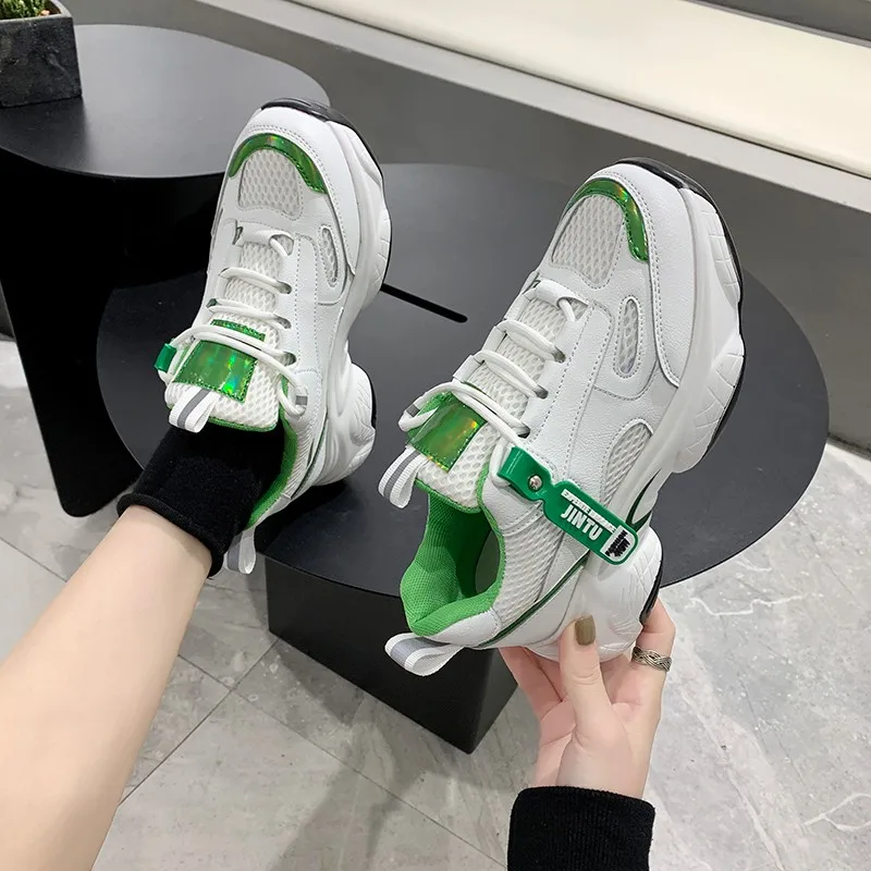 

2020 Spring Women Outdoor Sport Shoes White Sneakers Female Athletic High Heel Cushioning Footwear Running Shoes E14-86