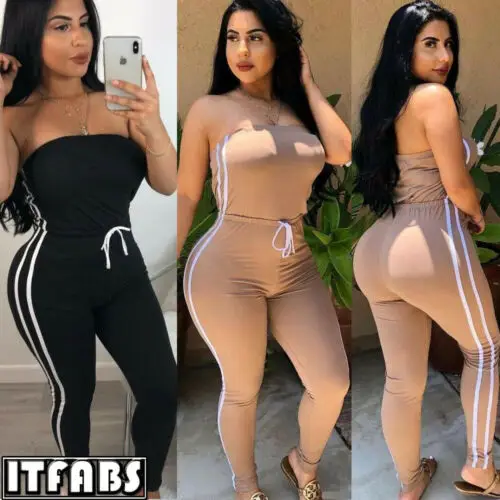 

2020 New Fashion Casual Women Bandeau Jumpsuit Romper Bodycon Ladies Playsuit Clubwear Long Trousers Party Pants