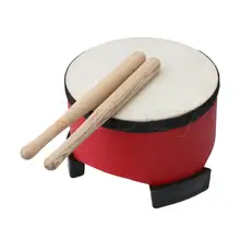 Yibuy красный деревянный барабан с барабанной палкой Дети Orff детская музыкальная игрушка