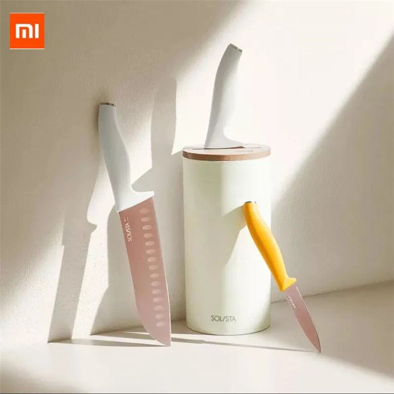 Xiaomi Mijia Solista кухонный набор 4 шт нож кухонный/шеф-повара/Фруктовый нож с ножом подставка износостойкие ножи поварской набор для семьи