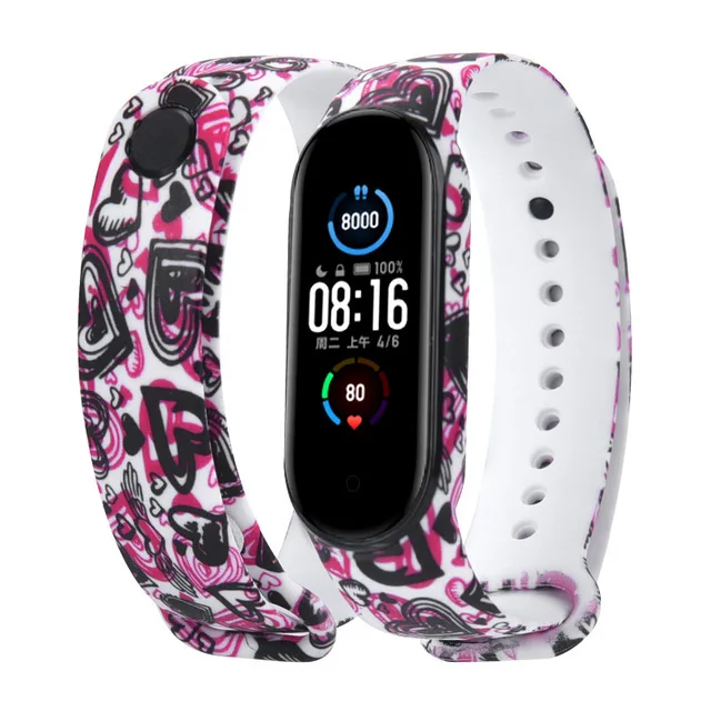 Graffiti style Strap For XiaoMi Mi Band 3 4 5 6 Silicone Wrist Strap For XiaoMi MiBand 6 sports strap for mi band 5 3 4 bracelet D27