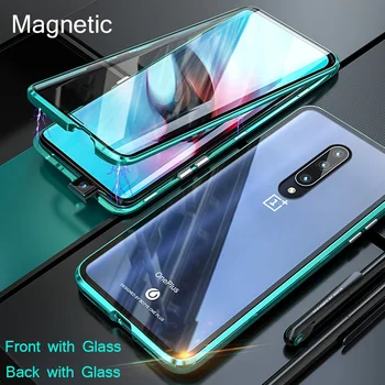 

RDCY Built in Metal Magnetic Glass case for Oneplus 8 7 1+7 7Pro double side glass case on Oneplus 6 6T 1+6 Phones