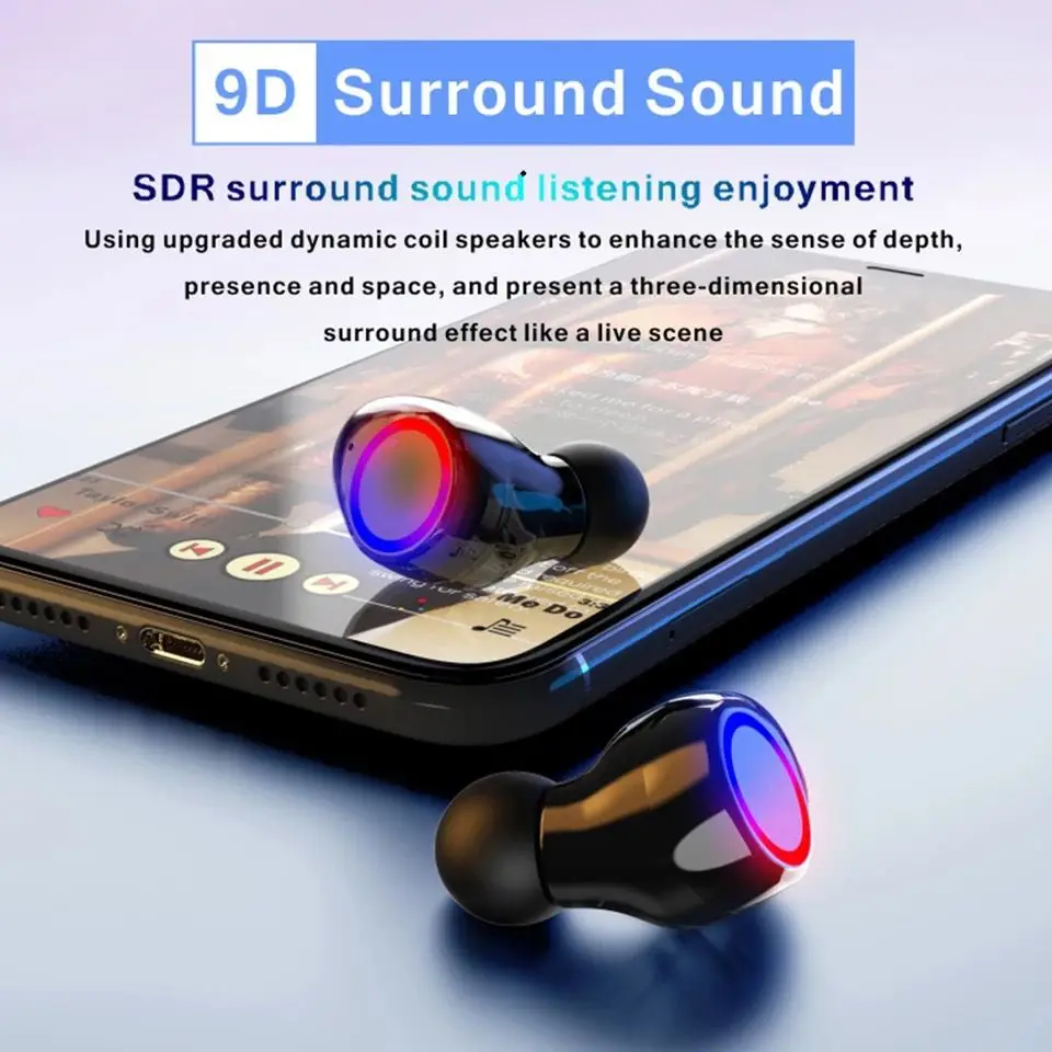 Беспроводные Bluetooth наушники HD стерео спортивные TWS гарнитура с двойным