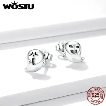 

Wostu Oxidized silver Stud Earrings for Women Little Devil Ghost Jewelry Gift for Girl 925 Sterling Silver Jewelry DAE421