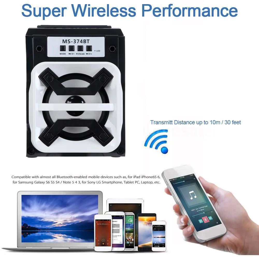 Портативный беспроводной Bluetooth динамик большой Bluetooth светодиодный USB AUX TF FM радио портативный открытый динамик супер бас усилитель звука