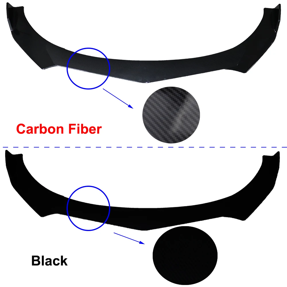 Universal Carbon Fiber/Black Car Front Bumper Lip Splitter Bumper Diffuser Guard Protector
