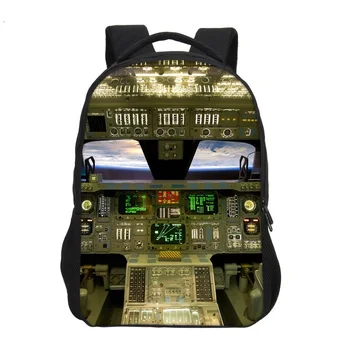 

Aircraft Cabin 3D Printing Backpacks For Teenage Girls Boys Aircraft Cockpit Bags School Bookbag Children School Gifts Mochila