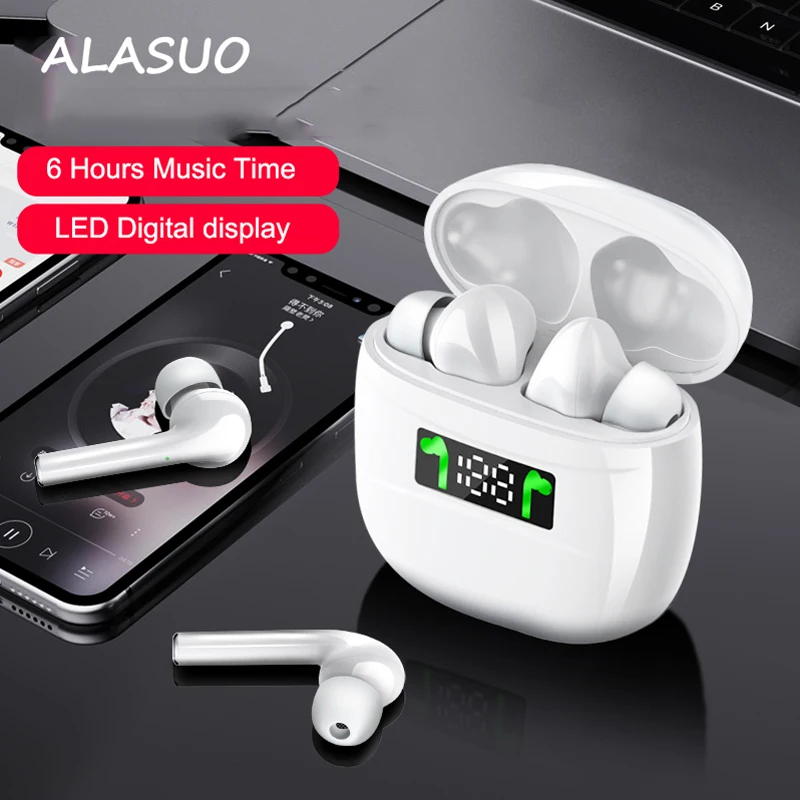 J3 V5 2 bluetooth earphone smart LCD display high quality wireless earphone headphone noise cancelling touch sports earbuds