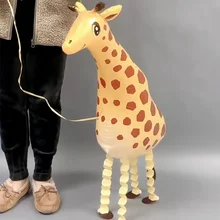 Walking Balloon Inflatable Giraffe Funny Foil Animal Zoo Balloons for Boy Girl Baby Kids Birthday Party Supplies Decoration