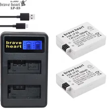 Brave heart 2x батарея LPE5 LP-E5 LP E5 батарея+ двойное зарядное устройство для Canon 450D 500D 1000D Kiss X2 X3 F Rebel XSi Xli XS