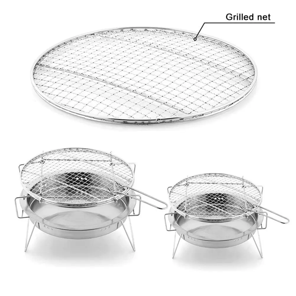 Outdoor Stainless Steel Grill Small Portable Barbecue Grilled Net Camping Picnic Oven Charcoal Folding Grill