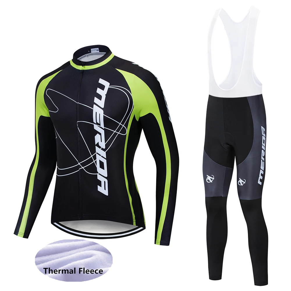 Bib Long suit Pro Зимняя Теплая Флисовая велосипедная майка с длинными рукавами велосипедная одежда Maillot Equipacion Ciclismo велосипедная одежда - Цвет: Bib Long suit