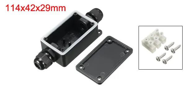 Black 114x42x29mm Uxcell водонепроницаемый внутренний, наружный кабель втулка электрическая распределительная коробка с клеммной полосой DIY Защита питания корпус - Цвет: Black 114x42x29mm