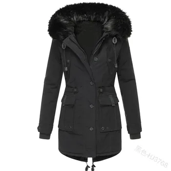 

Winter Women's Cotton Padded Jackets Bold Color Fur Collar Double-faced Velvet Leisure Quilted Coat Warmness XXXL Hiking Clothes