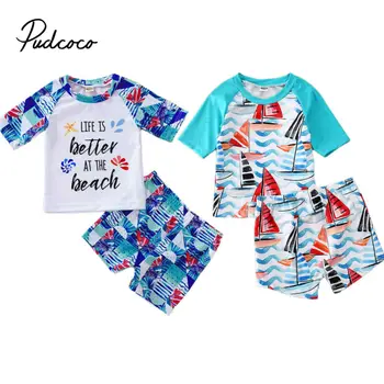 

pudcoco 2020 Hot New Summer Boy Baby Swimwear 2PCS Set Swimming Suit Infant Toddler Swimwear Kids Beach Bathing Clothes