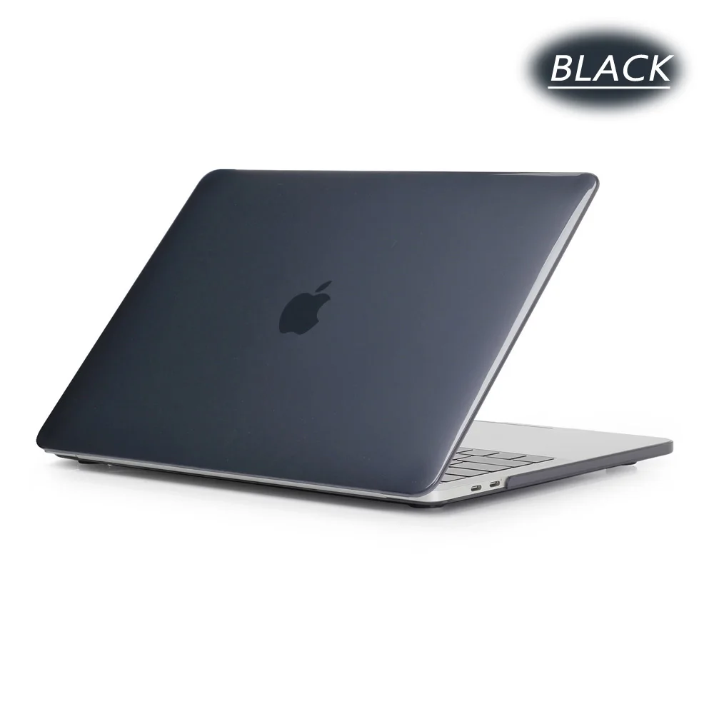 Прозрачный чехол с кристаллами для Apple Macbook Air Pro retina 11 12 13 15, чехол для ноутбука с сенсорной панелью+ прозрачная пленка для клавиатуры - Цвет: Черный