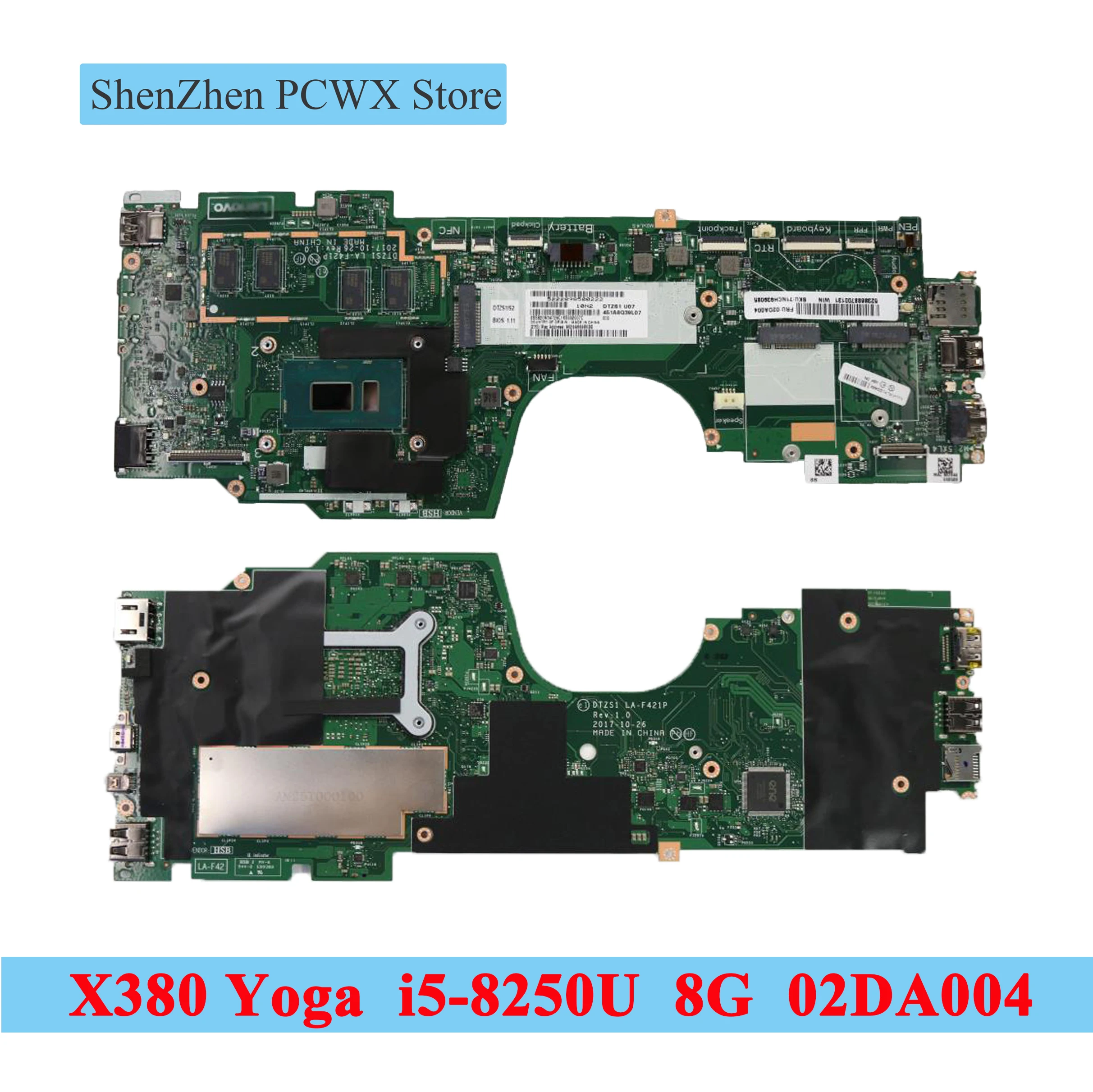 Для ноутбука X380 Yoga ThinkPad 20LH 20LJ Встроенная Материнская плата 02DA004 i5 8250U DDR4 UMA 8GB WIN YTNA