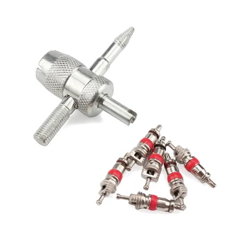 

Universal 6 Brass Valve Cores Fit Car Removal Tool Four-in-one Valve Tool For All Vehicle Car Truck Auto Motorcycle Accessories