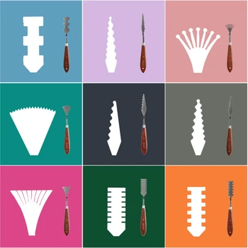 

9Pcs Stainless Steel Painting Palette Knife Set With Wooden Handle Gouache Paint Palette Knife For Oli Canvas Painting