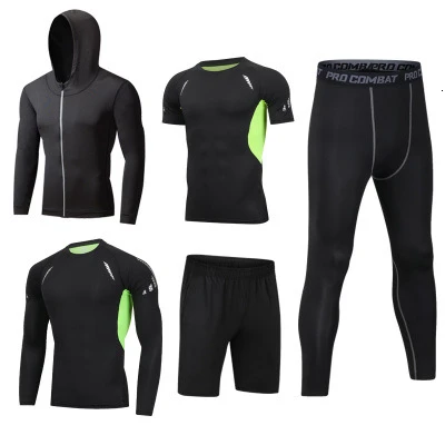 Men sportswear-5-6 Мужская спортивная одежда, Компрессионные спортивные костюмы, быстросохнущие комплекты для бега, одежда, спортивный костюм для бега, тренировок, тренажерного зала, фитнеса, спортивные костюмы, набор для бега - Цвет: Men sportswear-5-6