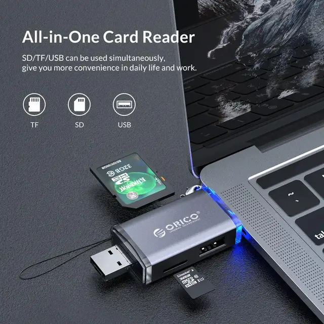 ORICO 6 in 1 Card Reader USB 3.0 Micro USB 2.0 Type C to SD Micro SD TF Adapter Smart Memory SD OTG Cardreader for Laptop 2