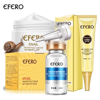 

efero 1pcs Snail Essence Moisturizing Face Crram+1pcs Anti-wrinkle Eye Cream Dark Circle Remover+1pcs Collagen Face Serum