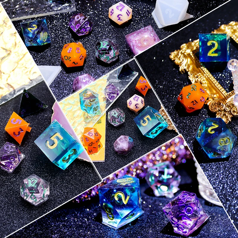 Standard Tabletop Game 7 Dice Mold for UV and Epoxy Resin