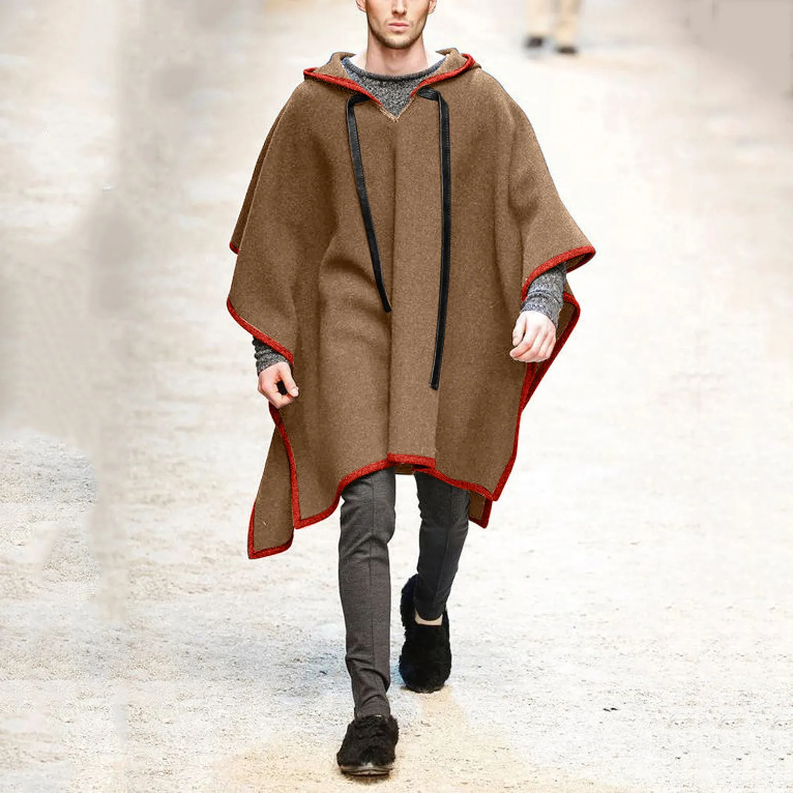 2021 Fashion Oversize Pullovers Tracksuit Cloak Shawl Set Head Solid Color Windbreaker Cape Woolen Coat Sweatshirts #01 2