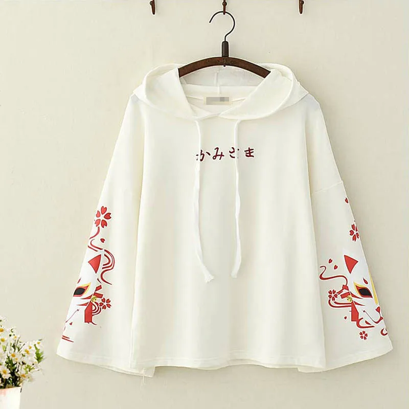  Fleece Tops Cute Hoodies Streetwear Japanese Harajuku Hooded Sweatshirts Funny Print Patch Plus Hoo