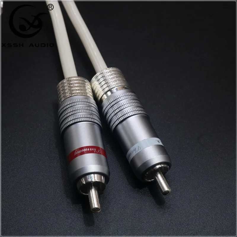 XSSH 2 RCA to 3 5mm stereo plug Hi end HIFI OFC pure copper Teflon Headphone Earphone Extension Audio Wire Cord Aux Cable Cables