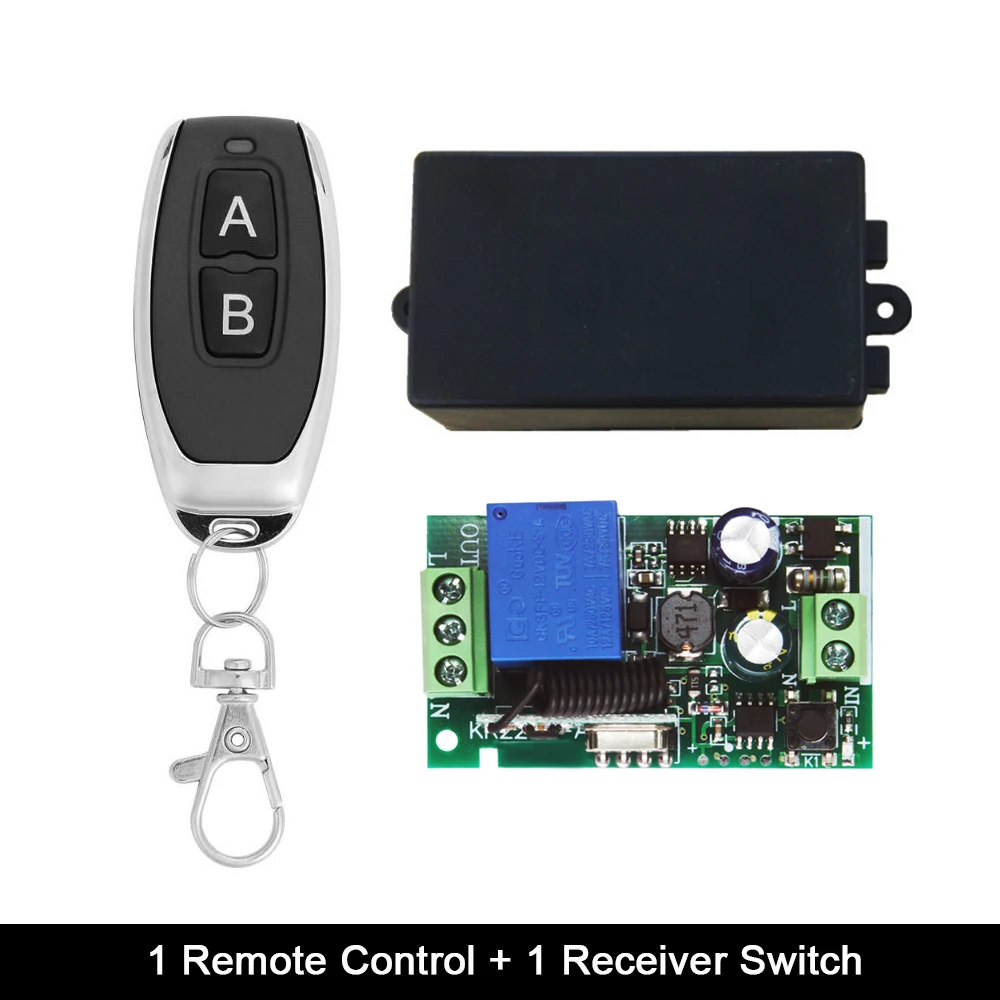 1 RC and 1 Receiver Rubrum AC 220 В 433 МГц реле 1CH пульт дистанционного управления приемник RF релейный переключатель модуль беспроводной 433 МГц для светильник - Цвет: 1 RC and 1 Receiver