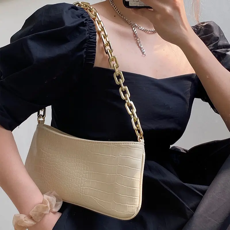 Crocodile Pattern PU Leather Female Shoulder Bag Fashion Ladies Armpit Bag Vintage Women Purse Handbags Small Clutch