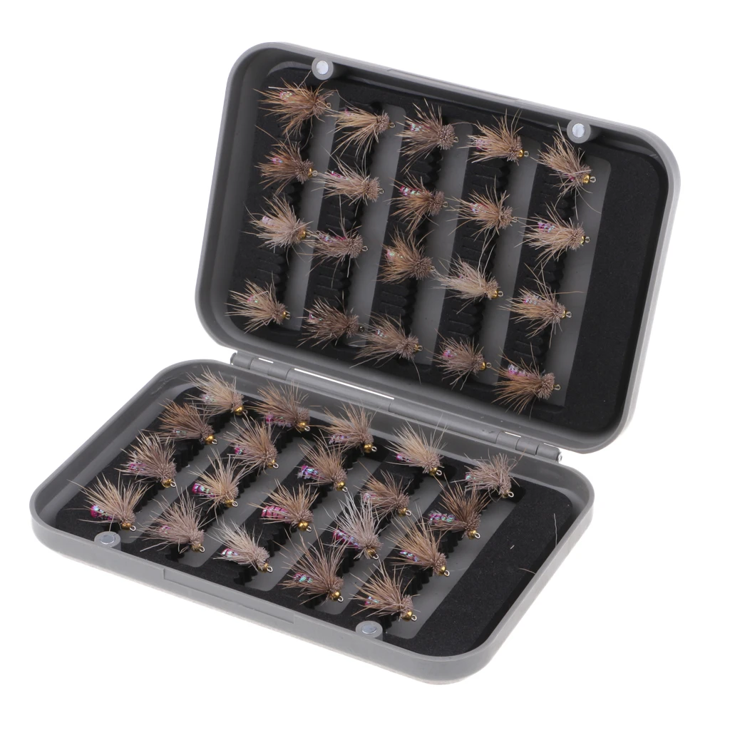 40pcs Dry Flies Fly Fishing Flies Kit Bass Salmon Trout Flies Floating Assortment with Fly Box for Freshwater and Saltwater